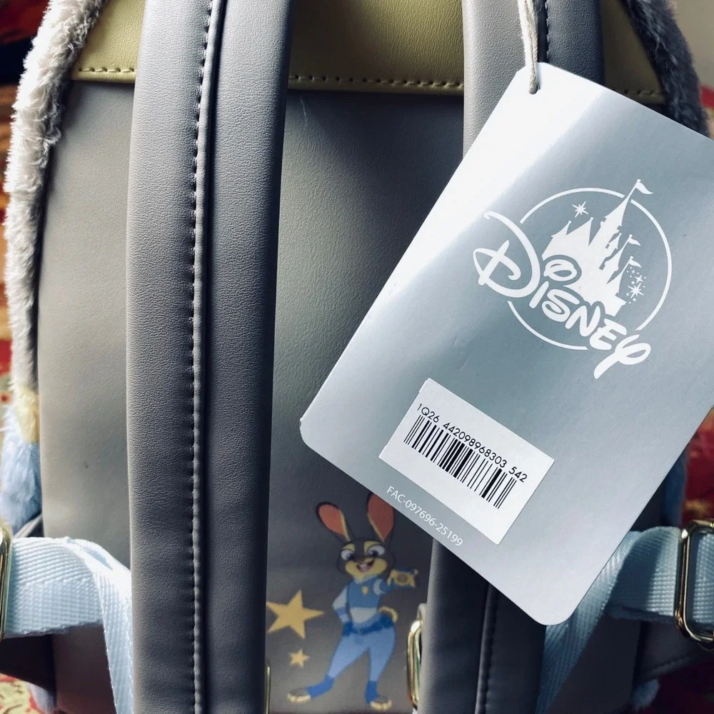 NWT Disney Parks Loungefly Zootopia Judy Hopps Plush Mini Backpack Grey Blue